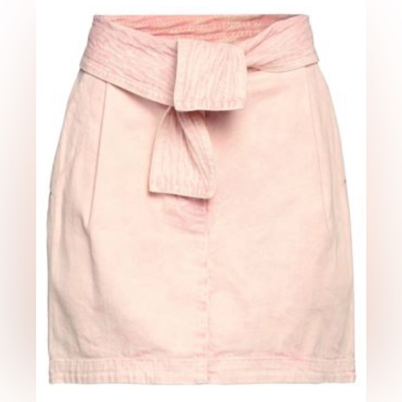Ulla Johnson Pink Washed Denim Tie Dye Drew Mini Skirt - Picture 1 of 14